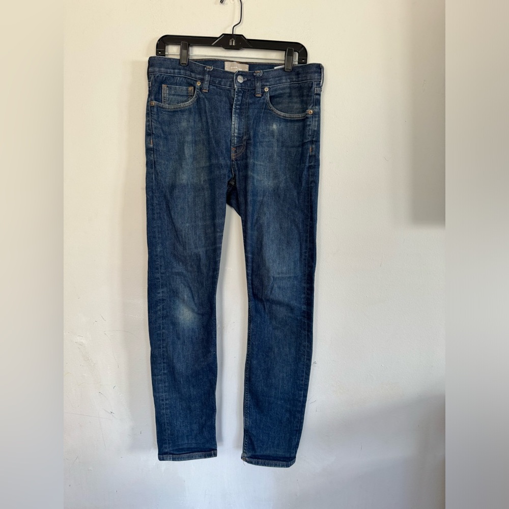 Everlane Mens The Selvedge Slim Fit Jeans, Dark Wash, Size 31 X 32